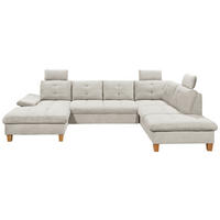 SEDEŽNA GARNITURA, rebrasti žamet bež  - barve hrasta/bež, Konvencionalno, tekstil/les (170/324/220cm) - MID.YOU