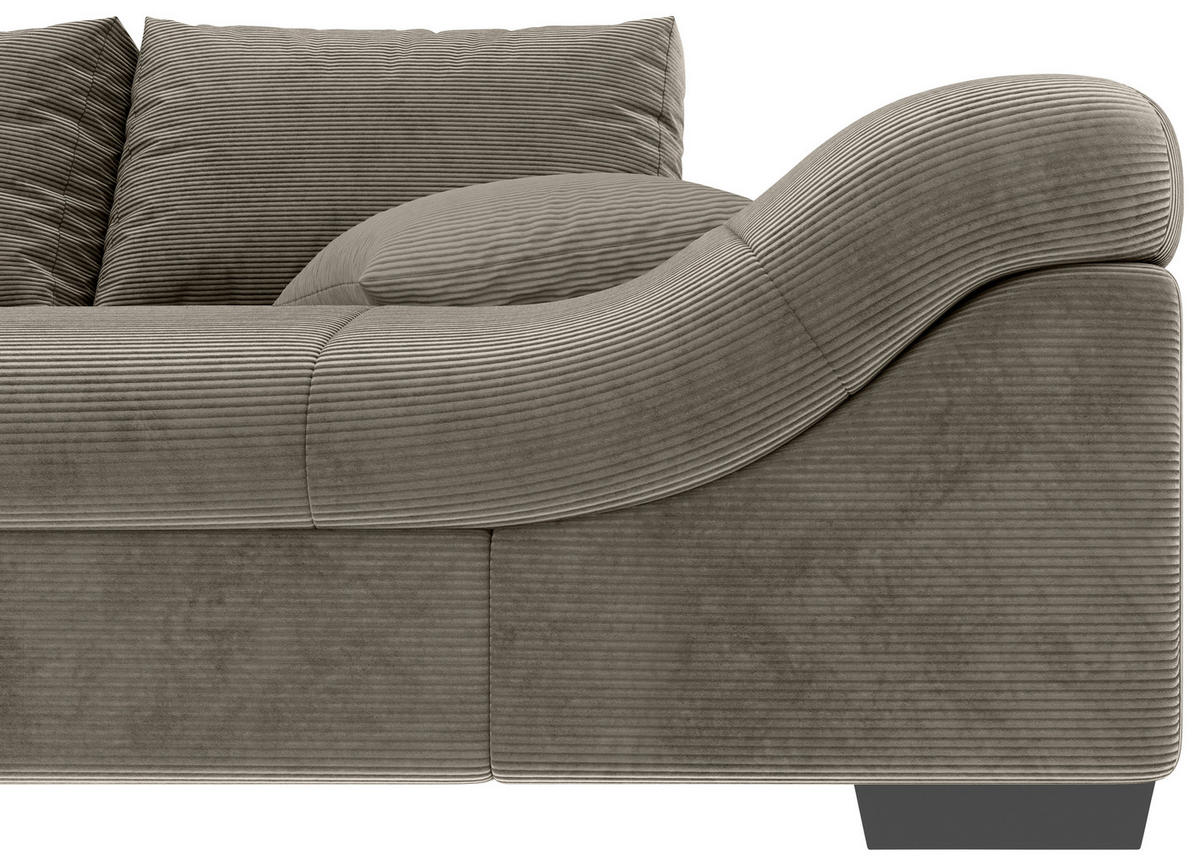 ECKSOFA in Cord Taupe  - Taupe/Schwarz, Konventionell, Holz/Textil (202/298cm) - MID.YOU