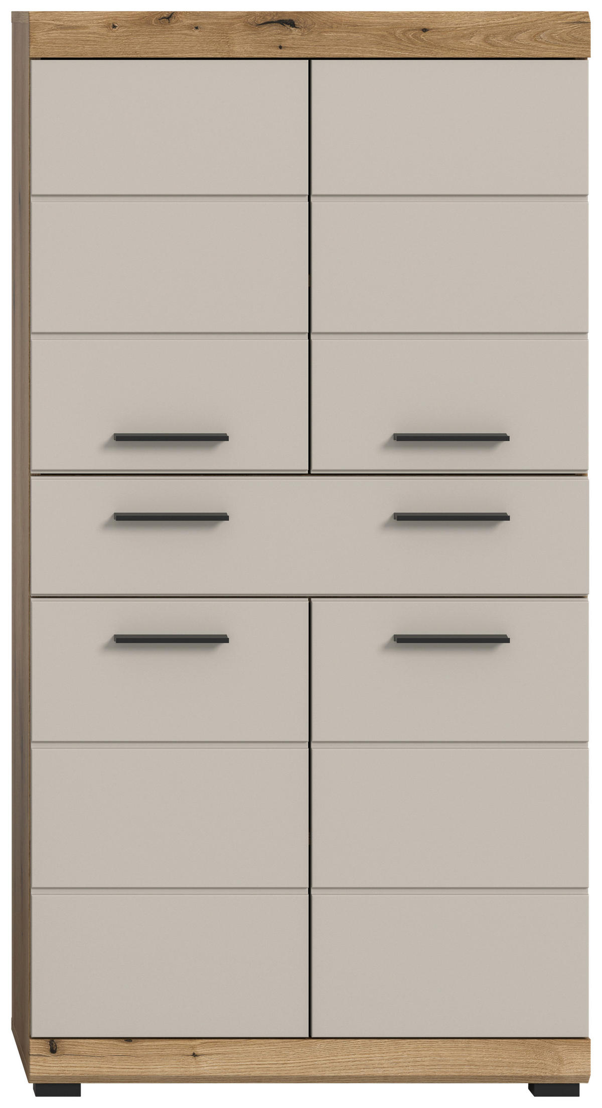 MIDISCHRANK 74/141/31 cm  - Kaschmir/Schwarz, MODERN, Holzwerkstoff/Kunststoff (74/141/31cm) - MID.YOU