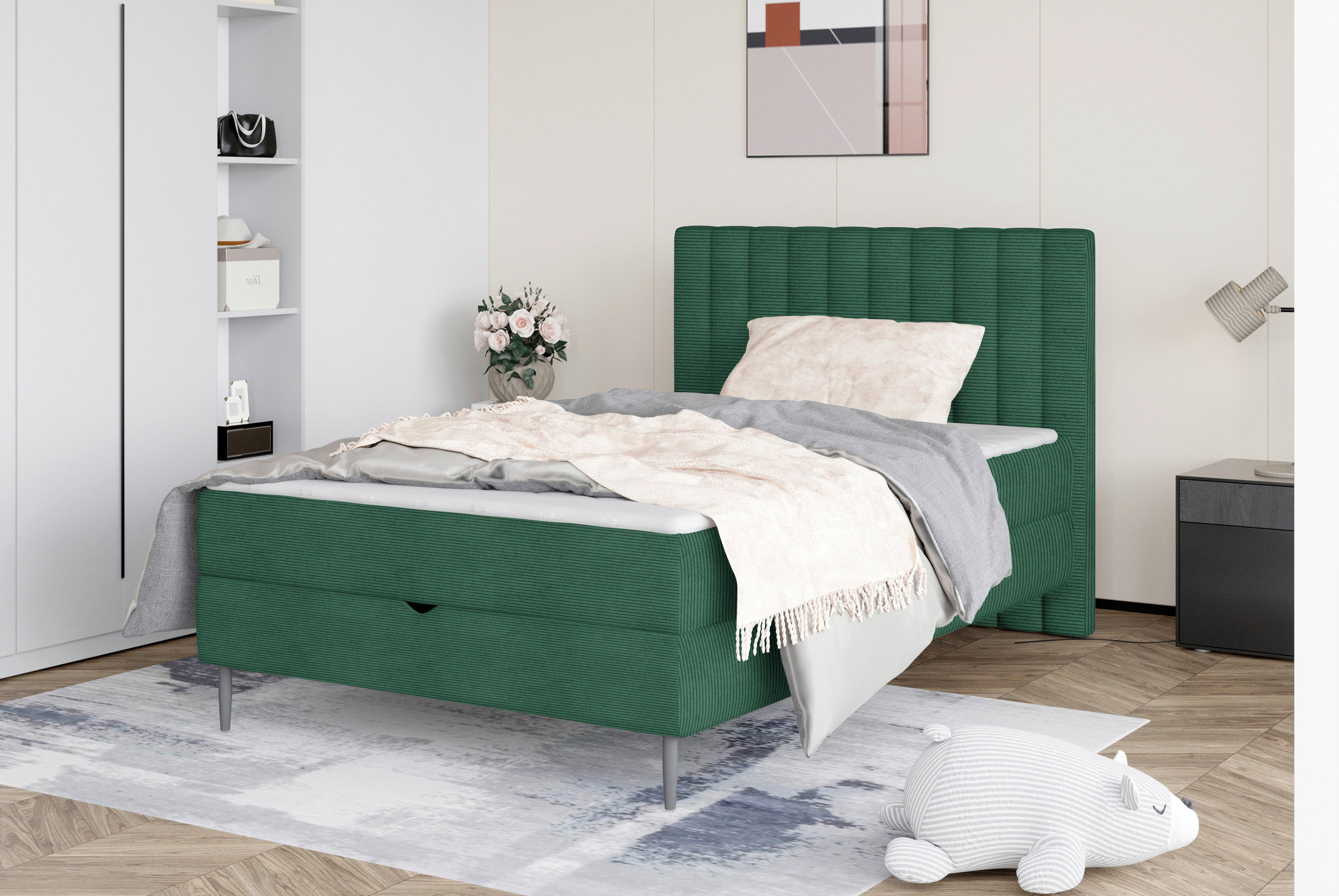 BOXBETT 120/200 cm  in Grün  - Schwarz/Grün, Design, Holz/Holzwerkstoff (120/200cm) - Stylife
