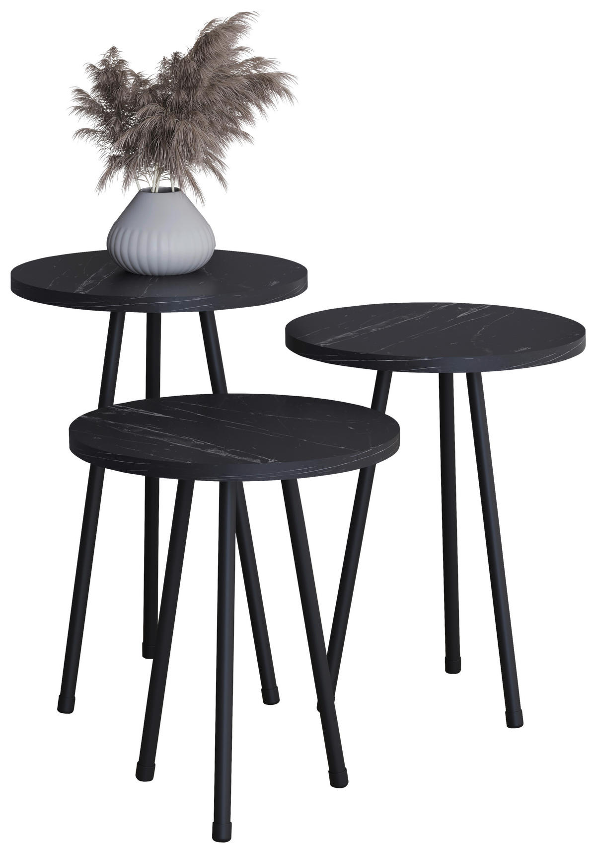 BEISTELLTISCHSET in Holzwerkstoff   - Schwarz, Design, Holzwerkstoff (35cm) - MID.YOU
