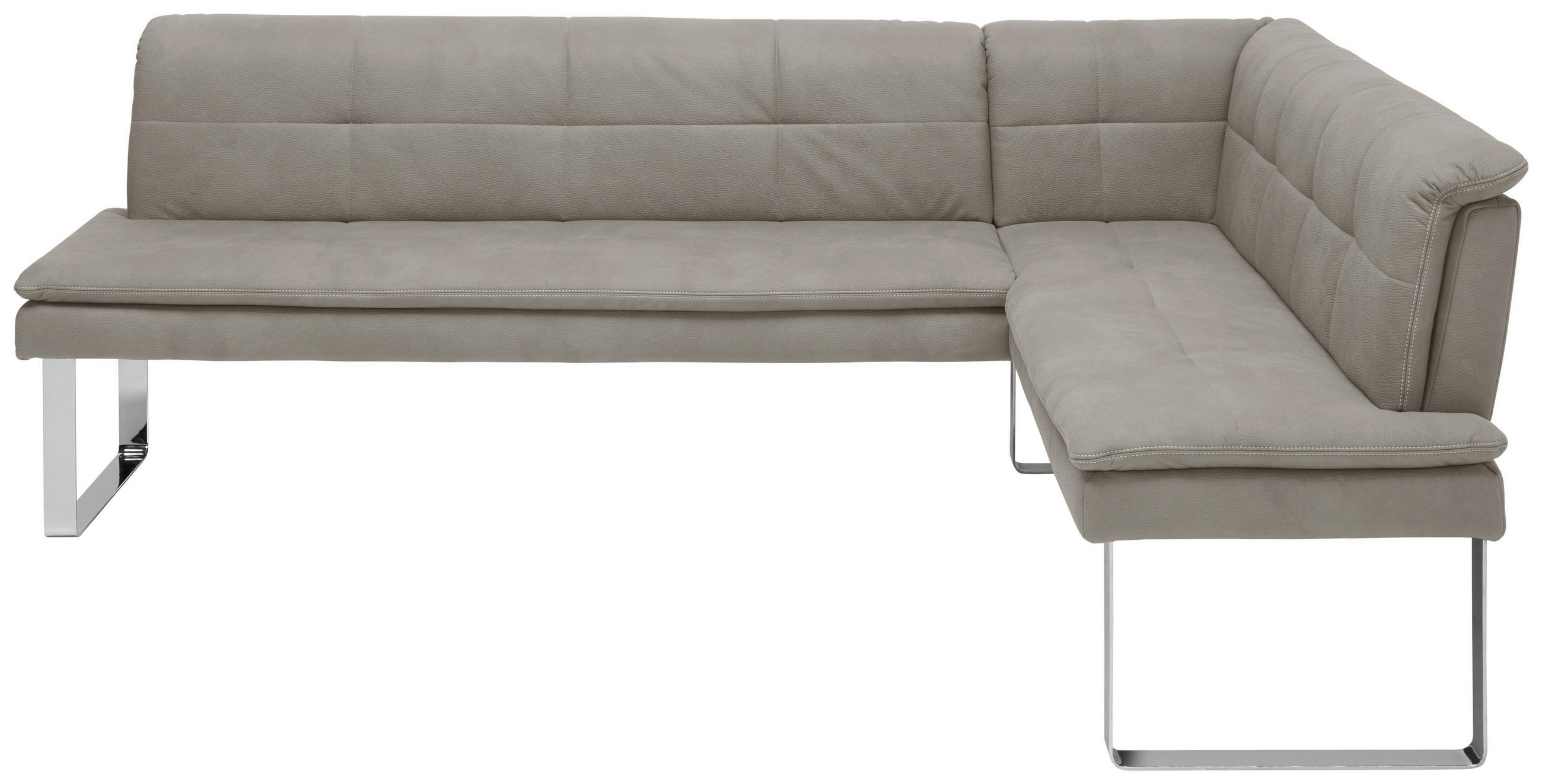 ECKBANK in Metall, Textil Chromfarben, Ecru  - Chromfarben/Ecru, Design, Textil/Metall (253/174cm) - Novel