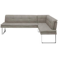 ECKBANK in Metall, Textil Chromfarben, Ecru  - Chromfarben/Ecru, Design, Textil/Metall (233/174cm) - Novel