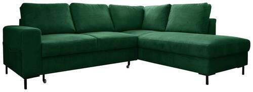 ECKSOFA Smaragdgrün Cord  - Smaragdgrün/Schwarz, Design, Textil/Metall (237/197cm) - MID.YOU