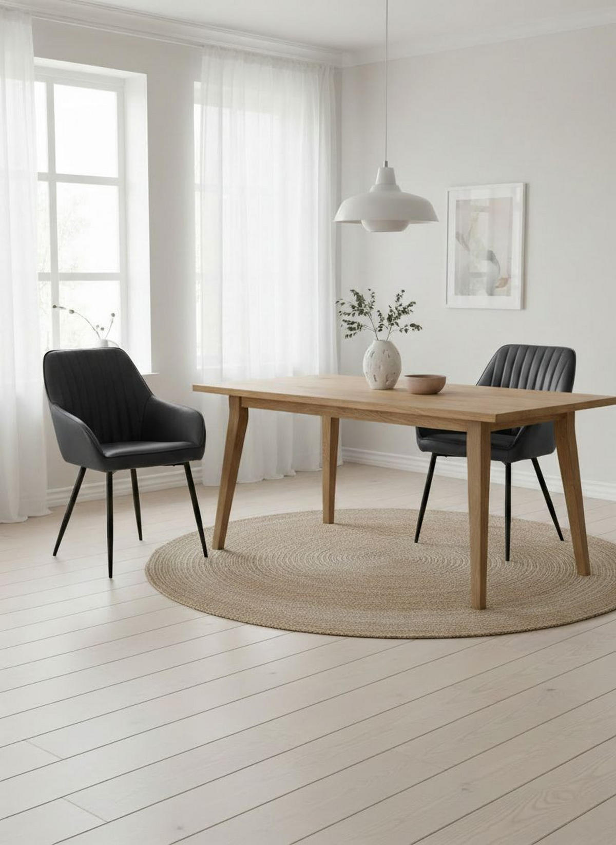 ARMLEHNSTUHL-SET 2 Stück  in Lederlook  - Dunkelgrau/Schwarz, MODERN, Textil/Metall (58/84/59,5cm) - Livetastic