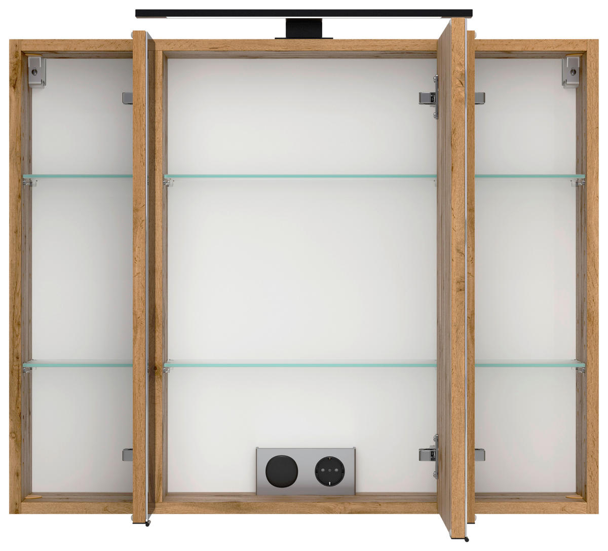 SPIEGELSCHRANK 80/67,5/20 cm  - Eiche Wotan/Schwarz, MODERN, Glas/Holzwerkstoff (80/67,5/20cm) - Held