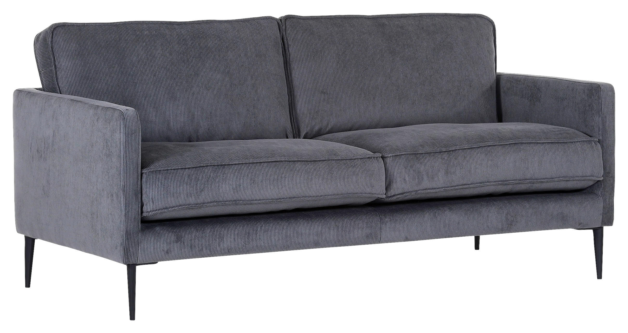 2-SITZER-SOFA in Cord Anthrazit  - Anthrazit/Schwarz, Design, Holz/Textil (175/64/85cm) - Ambia Home