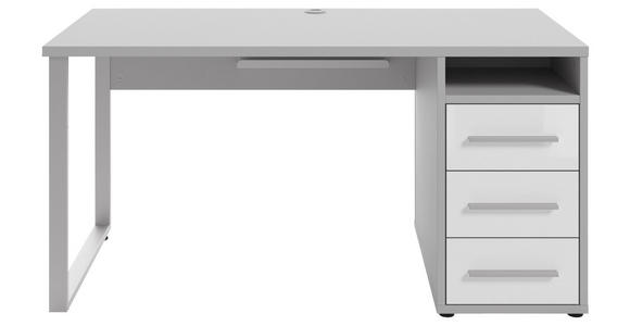 SCHREIBTISCH 150/70/75 cm  in Weiß, Hellgrau  - Silberfarben/Hellgrau, MODERN, Glas/Holzwerkstoff (150/70/75cm) - Novel