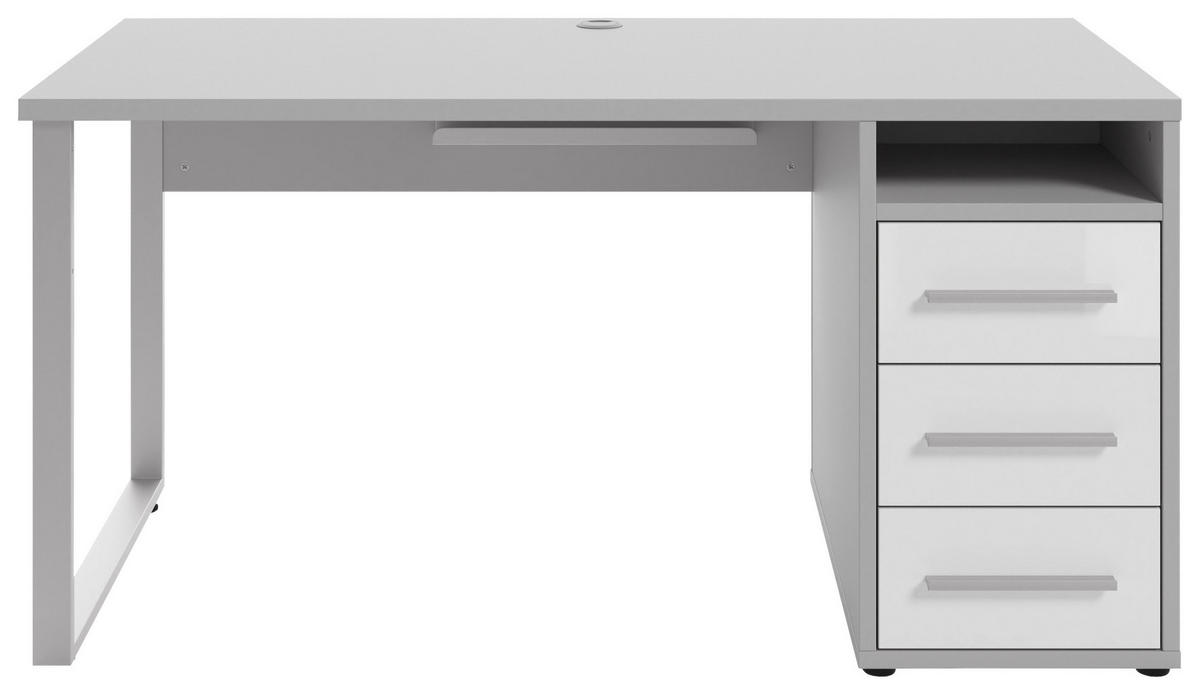 SCHREIBTISCH 150/70/75 cm  in Weiß, Hellgrau  - Silberfarben/Hellgrau, MODERN, Glas/Holzwerkstoff (150/70/75cm)