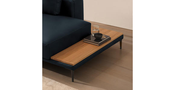 ECKSOFA  in Echtleder Dunkelblau  201/304 cm  - Schwarz/Dunkelblau, Design, Leder/Metall (201/304cm) - Belluti