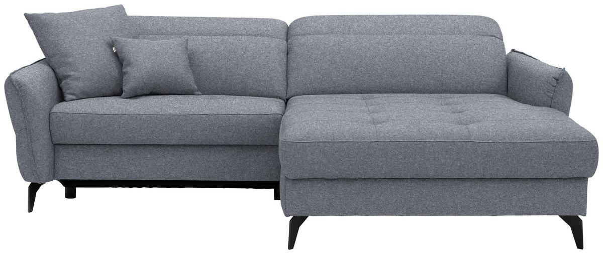 ECKSOFA Flachgewebe Grau  - Schwarz/Grau, Design, Textil/Metall (246/175cm) - Celina