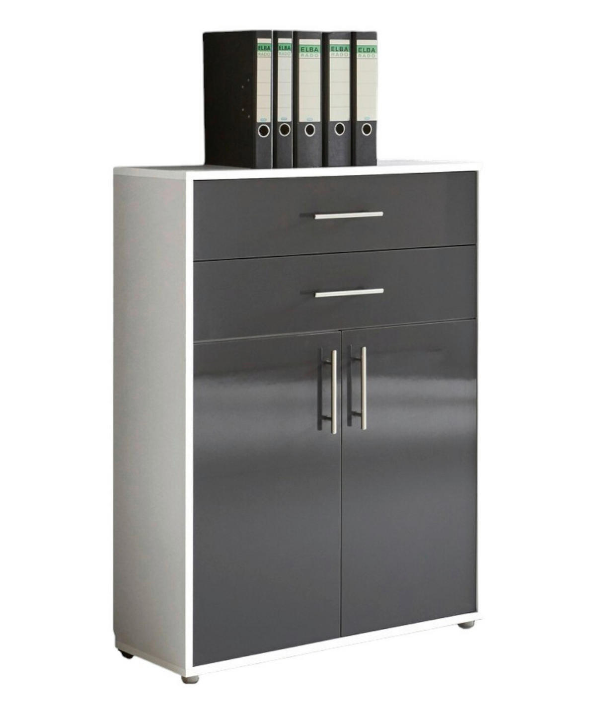 AKTENSCHRANK Weiß, Anthrazit Hochglanz  - Anthrazit Hochglanz/Weiß, MODERN, Holzwerkstoff (84,5/114/33cm) - MID.YOU