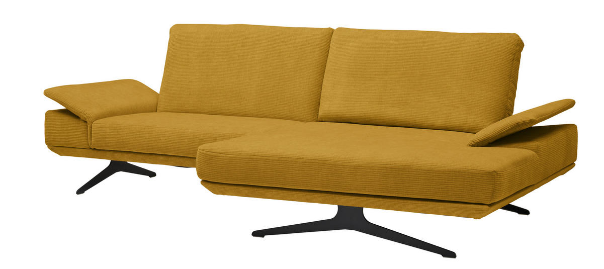 ECKSOFA in Flachgewebe Currygelb  269/155 cm  - Currygelb/Schwarz, Design, Textil/Metall (269/155cm) - Koinor
