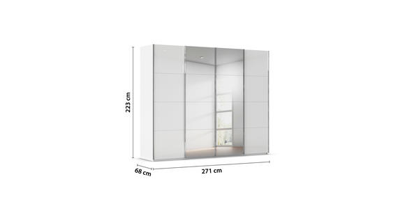 SCHWEBETÜRENSCHRANK 271/223/68 cm 4-türig Weiß - Chromfarben/Weiß, Design, Glas/Holzwerkstoff (271/223/68cm) - Novel
