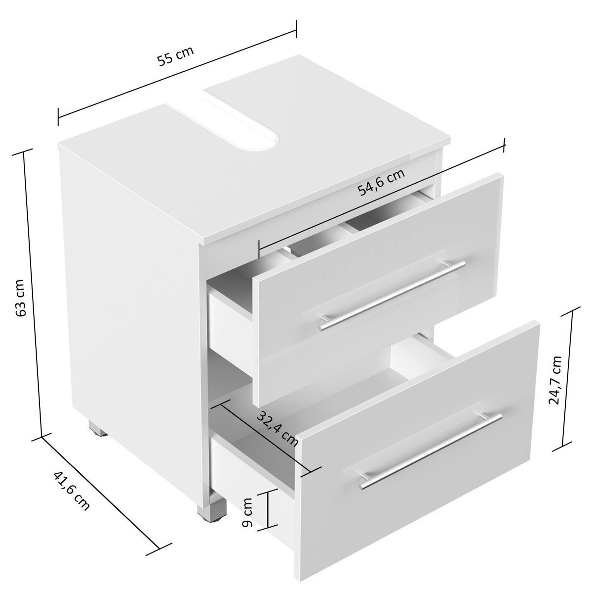 WASCHBECKENUNTERSCHRANK 55/63/41,6 cm  - Silberfarben/Graphitfarben, MODERN, Holzwerkstoff/Metall (55/63/41,6cm) - MID.YOU