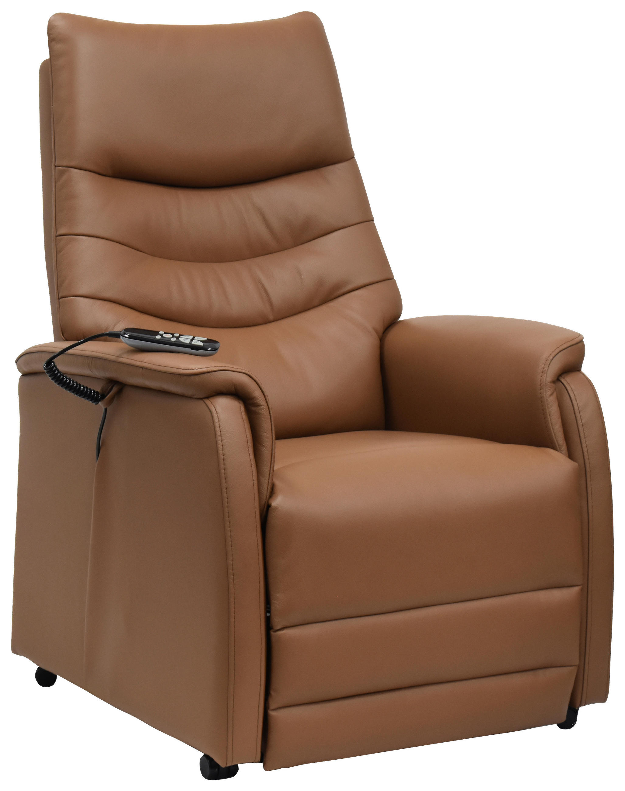 RECLINERFÅTÖLJ i textil, läder cognacfärgad  - cognacfärgad/svart, Design, läder/textil (78.5/87,5-112,5/87,5-161cm) - Cantus