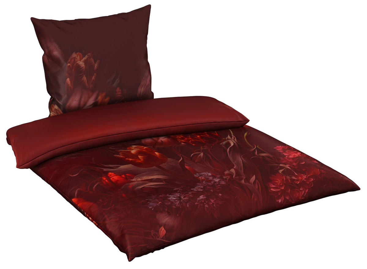 BETTWÄSCHE Burgonjo Satin 135/200 cm  - Dunkelrot, Textil (135/200cm) - Novel