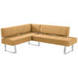 ECKBANK 165/227 cm  in Gelb, Edelstahlfarben  - Edelstahlfarben/Gelb, Design, Textil/Metall (165/227cm) - Moderano