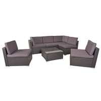 TERASOVÁ SEDACÍ SOUPRAVA 7dílné, kov, plast, sklo, textil - šedá/černá, Basics, kov/textil (265/218/75cm) - Gardenson