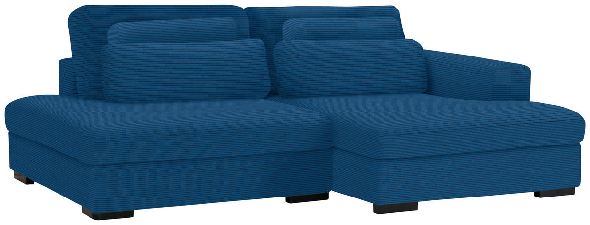 ECKSOFA Blau Cord  - Blau/Schwarz, Design, Kunststoff/Textil (223/158cm) - Lomoco