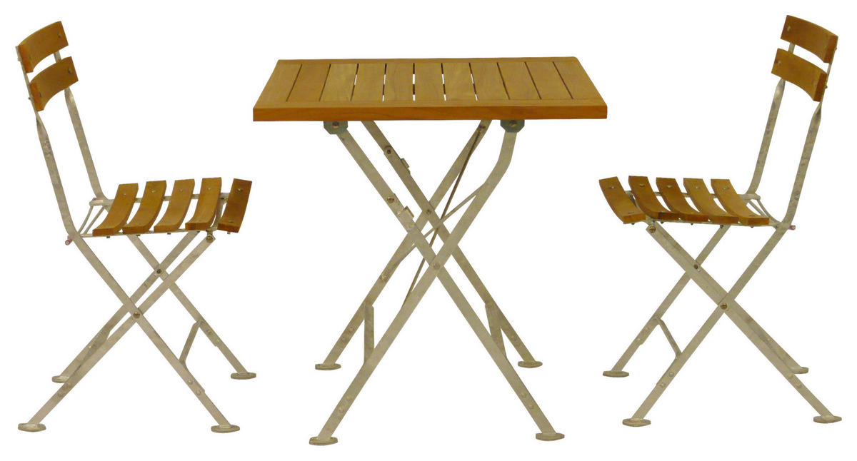 GARTENKLAPPSTUHL Teakholz Silberfarben, Teakfarben  - Silberfarben/Teakfarben, KONVENTIONELL, Holz/Metall (42/83/37cm) - Jan Kurtz