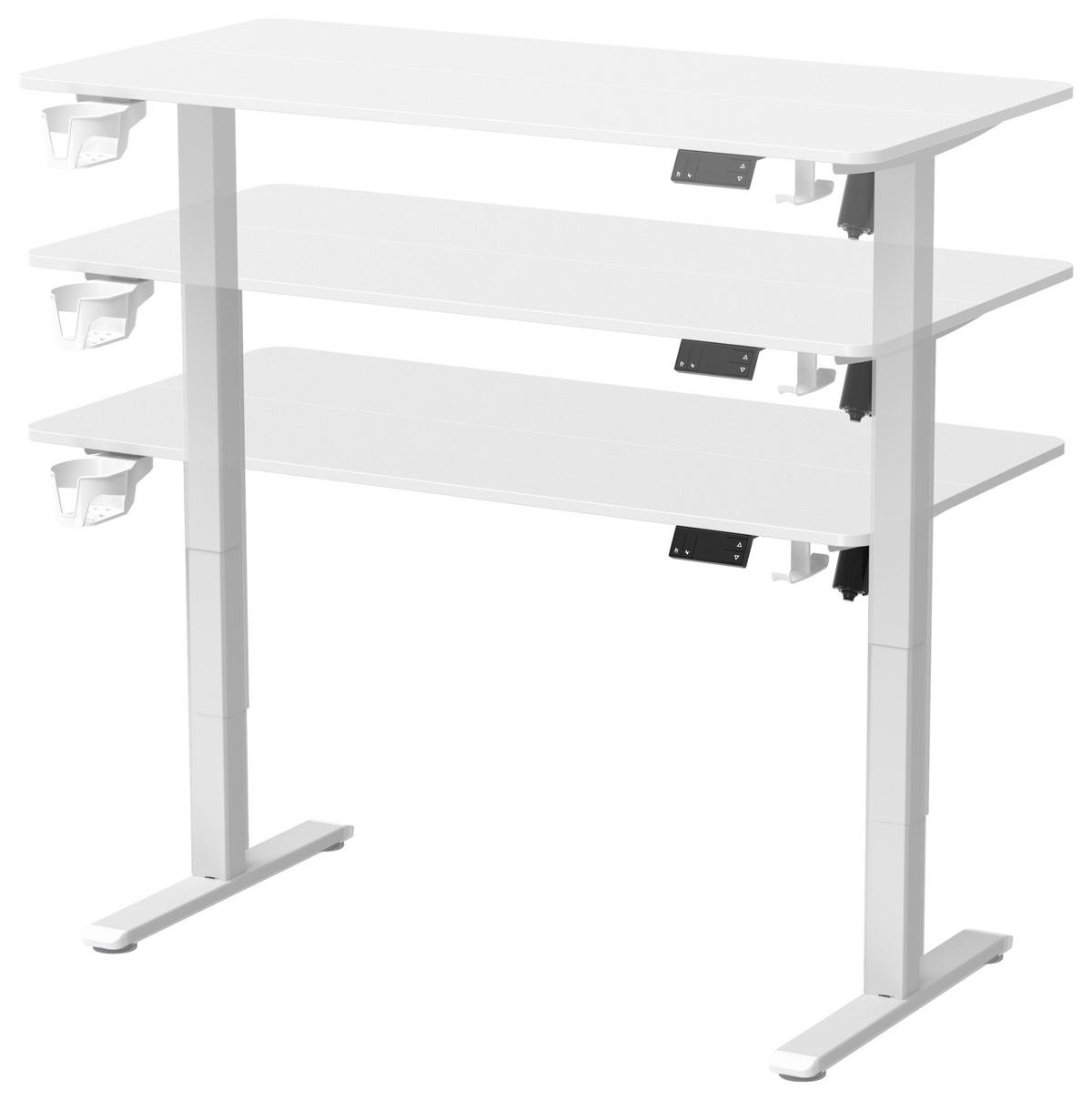 SCHREIBTISCH 120/60/70-115 cm Weiß elektrisch höhenverstellbar  - Weiß, MODERN, Holzwerkstoff/Kunststoff (120/60/70-115cm) - Livetastic