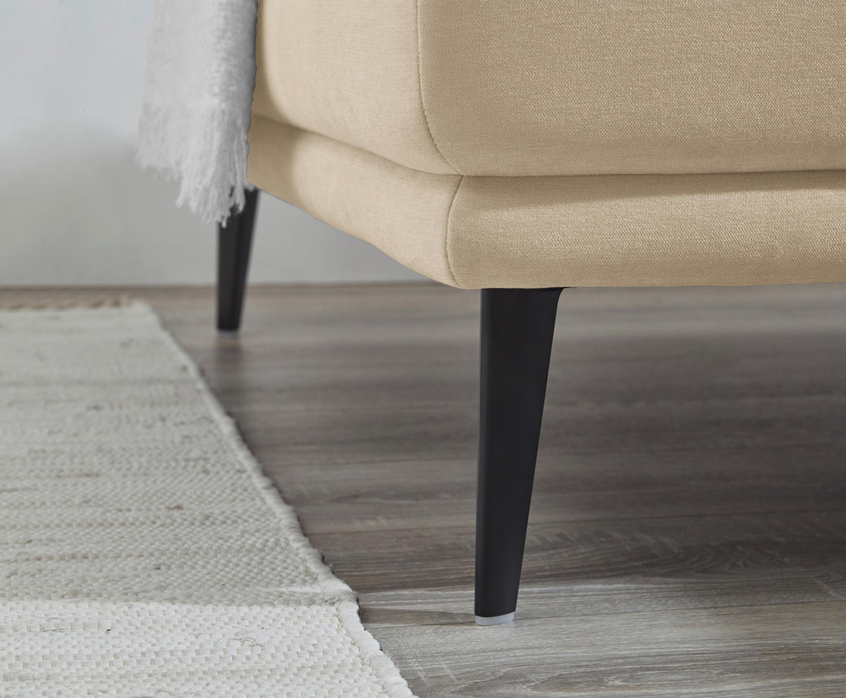 ECKSOFA Naturfarben Flachgewebe  - Schwarz/Naturfarben, KONVENTIONELL, Textil/Metall (193/279cm) - SetOne by Musterring
