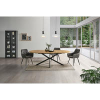 STOL ZA BLAGOVAONICU  crna, boje hrasta  metal, drvni materijal      - boje hrasta/crna, Lifestyle, drvni materijal/metal (180-220/100/75cm) - MID.YOU