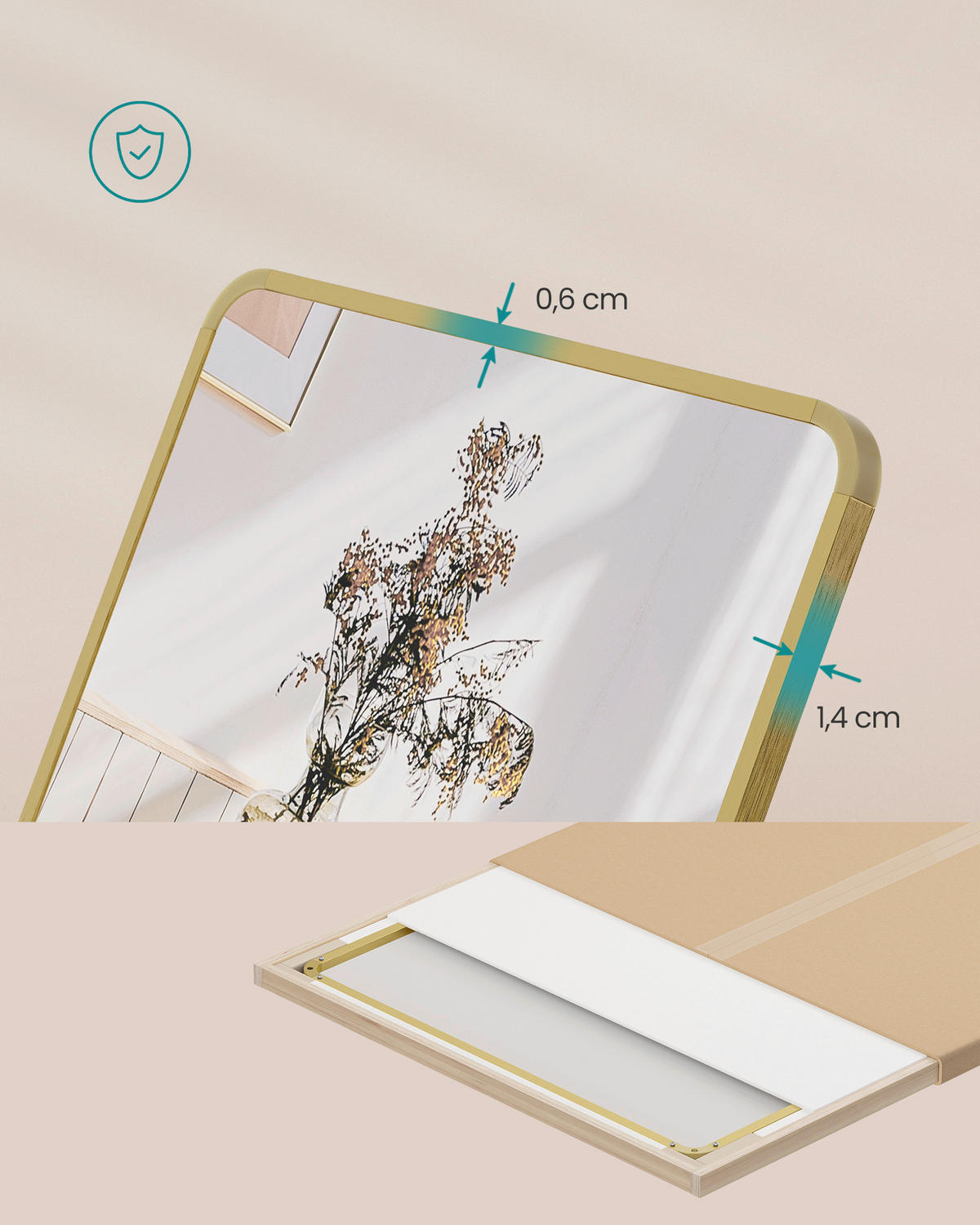 STANDSPIEGEL 60/165/33 cm  - Goldfarben, Trend, Glas/Metall (60/165/33cm) - Boxxx