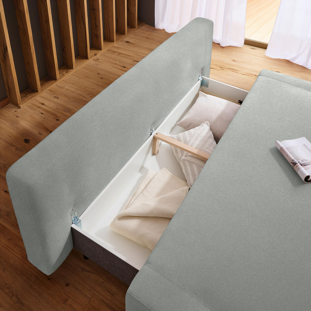 SCHLAFSOFA in Textil Silberfarben  - Silberfarben/Naturfarben, Design, Holz/Textil (211/88/102cm) - Niels Andersson