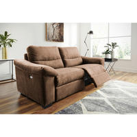 2,5-SITZER Flachgewebe Braun  - Schwarz/Braun, Design, Holz/Textil (214/97/97cm) - Livetastic