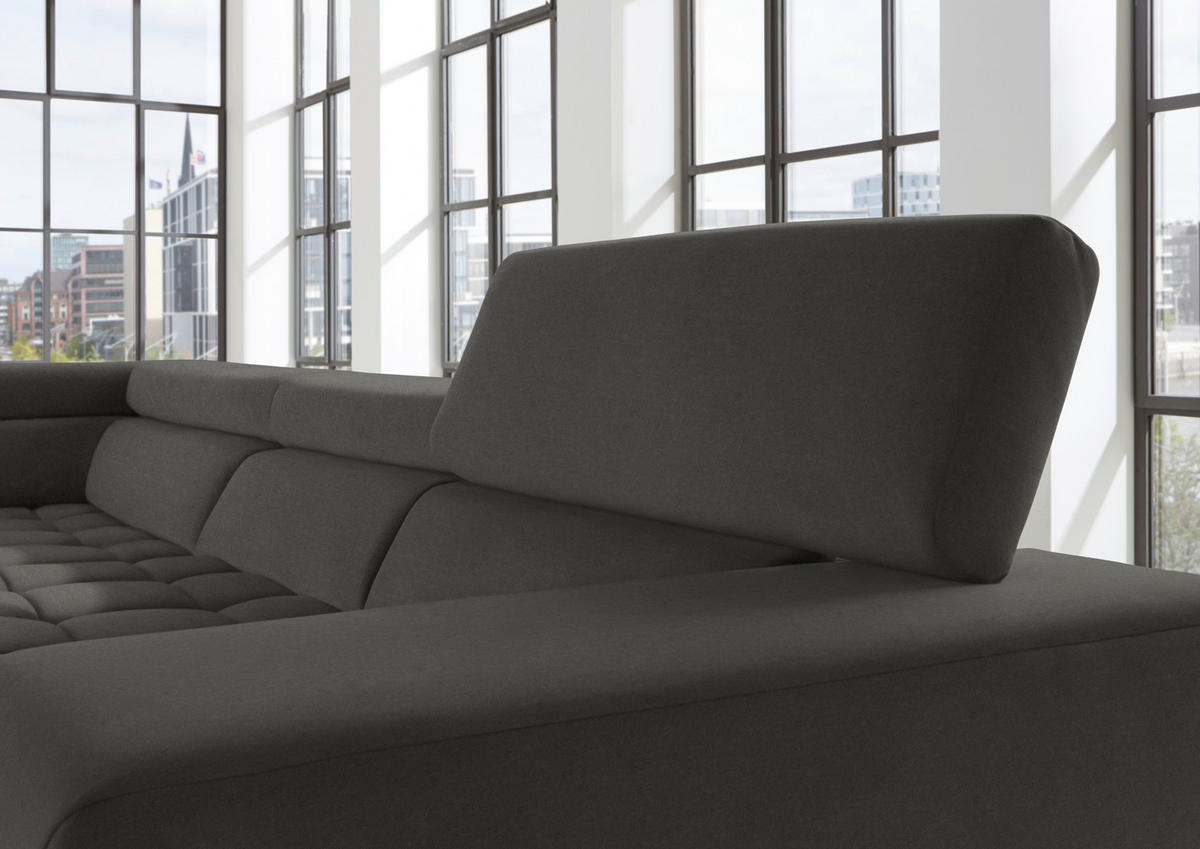 ECKSOFA  in Mikrofaser Dunkelgrau  326/222 cm  - Chromfarben/Dunkelgrau, Design, Textil/Metall (326/222cm) - Beldomo Speed
