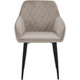 ARMLEHNSTUHL  in Eisen Samt  - Taupe/Schwarz, Design, Textil/Metall (56/82,5/61,5cm) - Novel