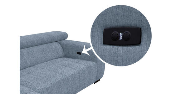 ECKSOFA in Webstoff Blau  182/279 cm  - Blau/Schwarz, KONVENTIONELL, Textil/Metall (182/279cm) - Hom`in