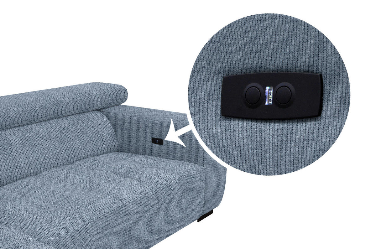 ECKSOFA in Webstoff Blau  - Blau/Schwarz, Konventionell, Textil/Metall (182/279cm) - Hom`in