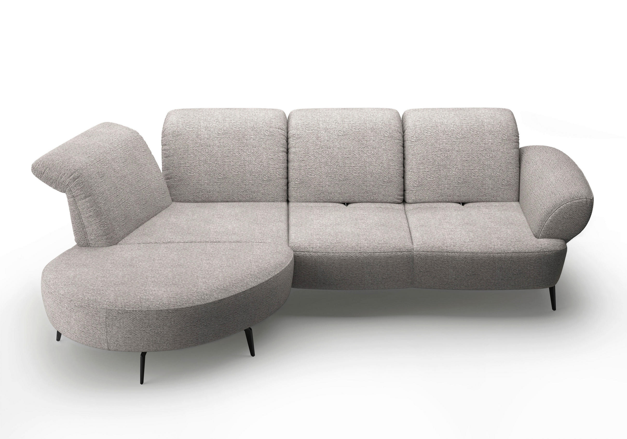 ECKSOFA in Chenille Silberfarben  - Silberfarben/Schwarz, Modern, Textil/Metall (208/313cm) - Sit & More