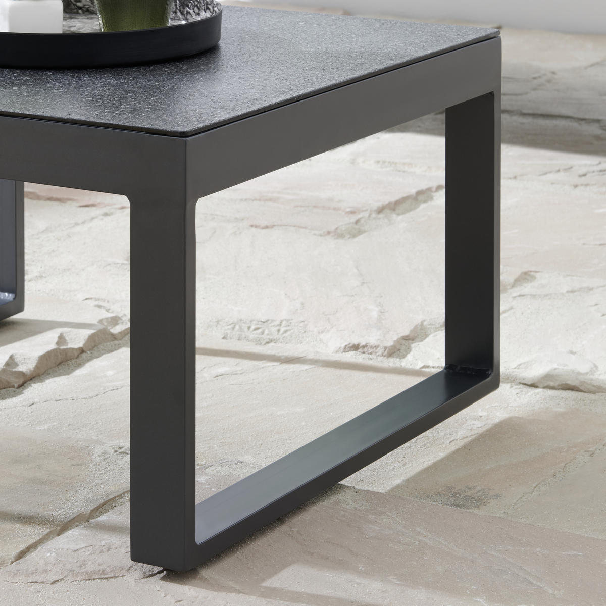 LOUNGEGARNITUR 219/220 cm Aluminium  - Dunkelgrau/Anthrazit, LIFESTYLE, Glas/Textil (219/220cm) - Ambia Garden