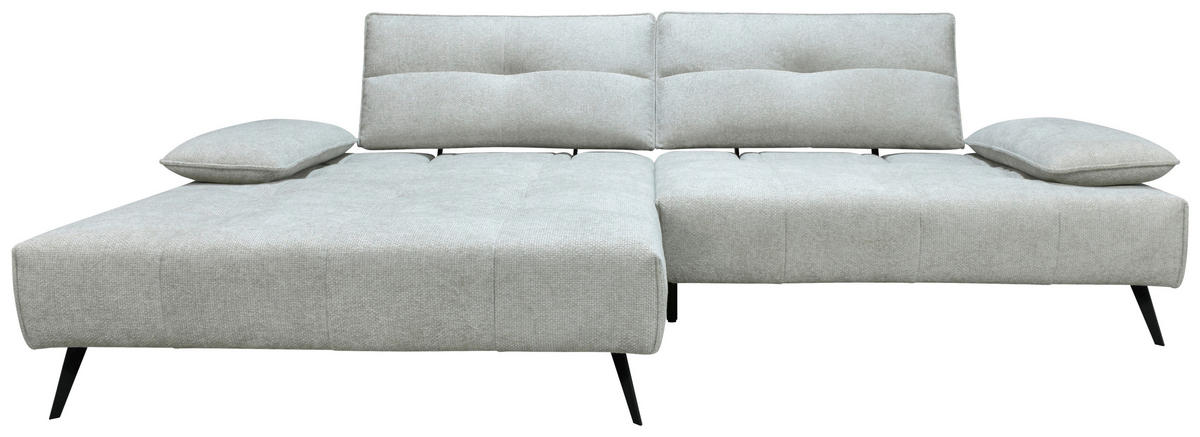ECKSOFA Ottomane links  Greige Chenille  - Greige/Schwarz, Design, Textil/Metall (188/284cm) - Stylife