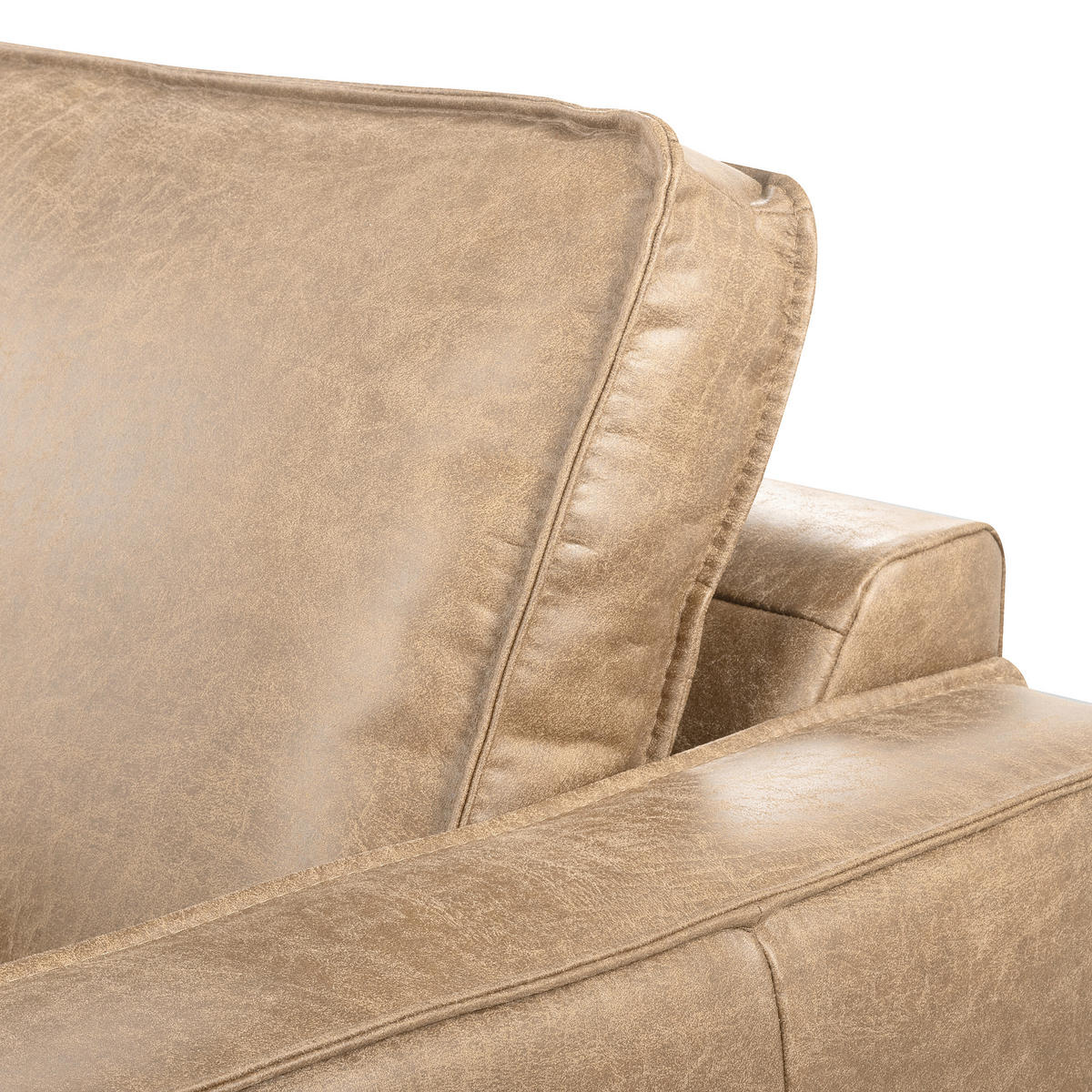 ECKSOFA Sandfarben Echtleder Lederlook Rücken echt  - Sandfarben, Design, Leder/Textil (166/238cm) - Livetastic
