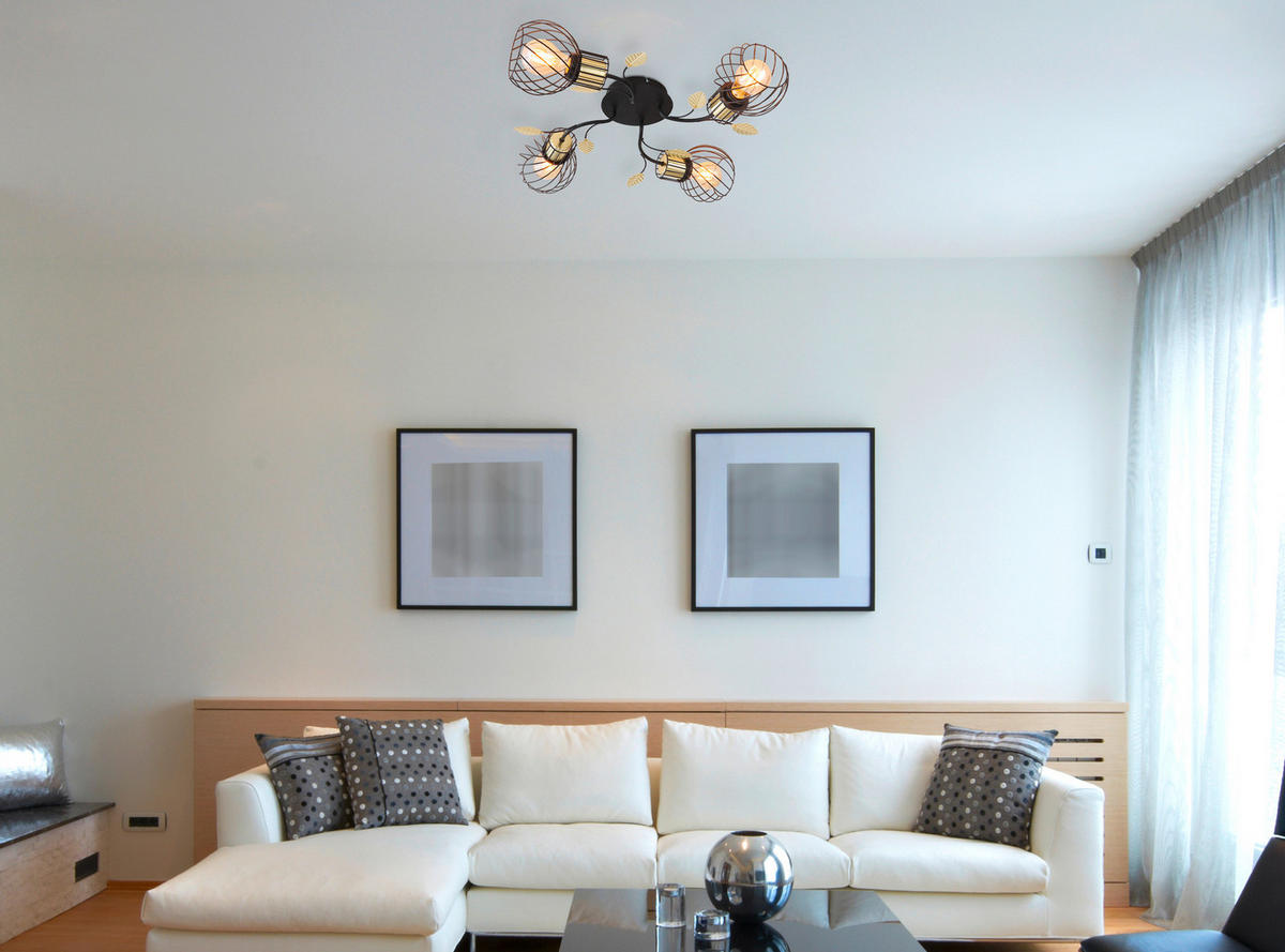 MENNYEZETI LÁMPA - fekete/sárgarézszínű, Basics, fém (58/16,5cm) - Globo