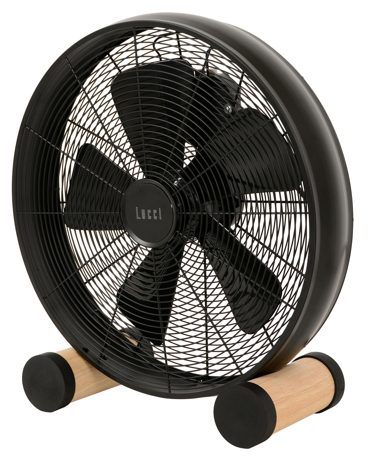 BODENVENTILATOR - Schwarz/Kieferfarben, Basics, Holz/Metall (47/46/19cm)