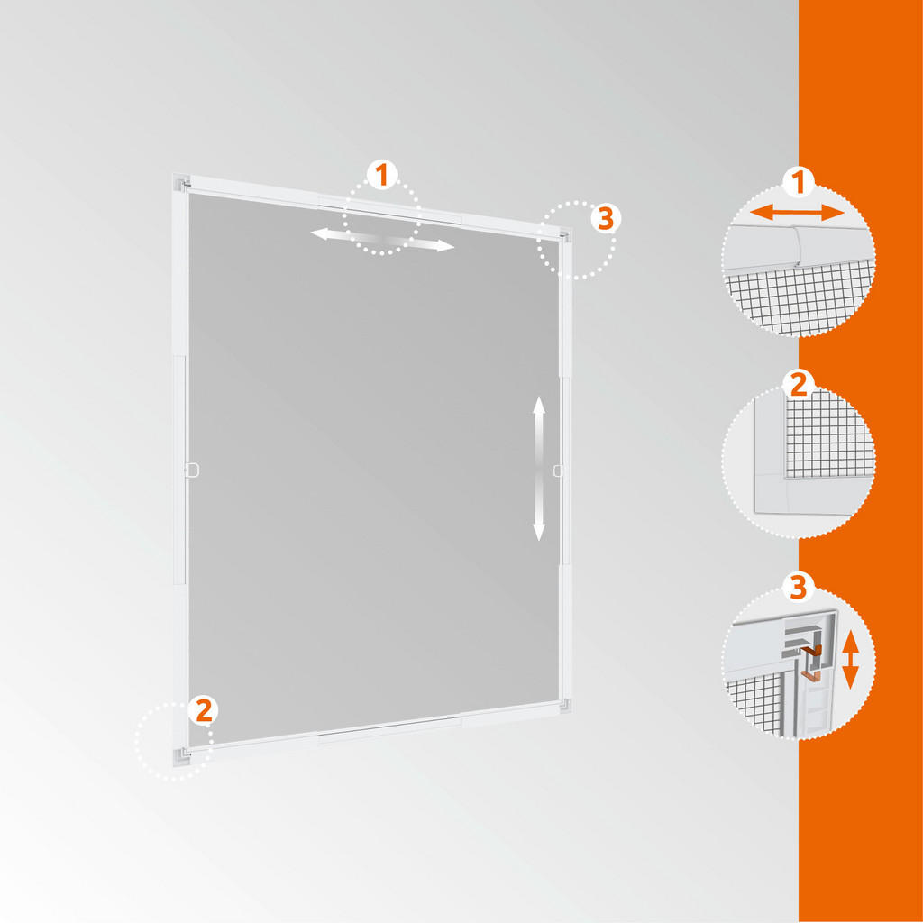 Fliegengitter Fenster 100x120 cm Weiß, Wetterfest