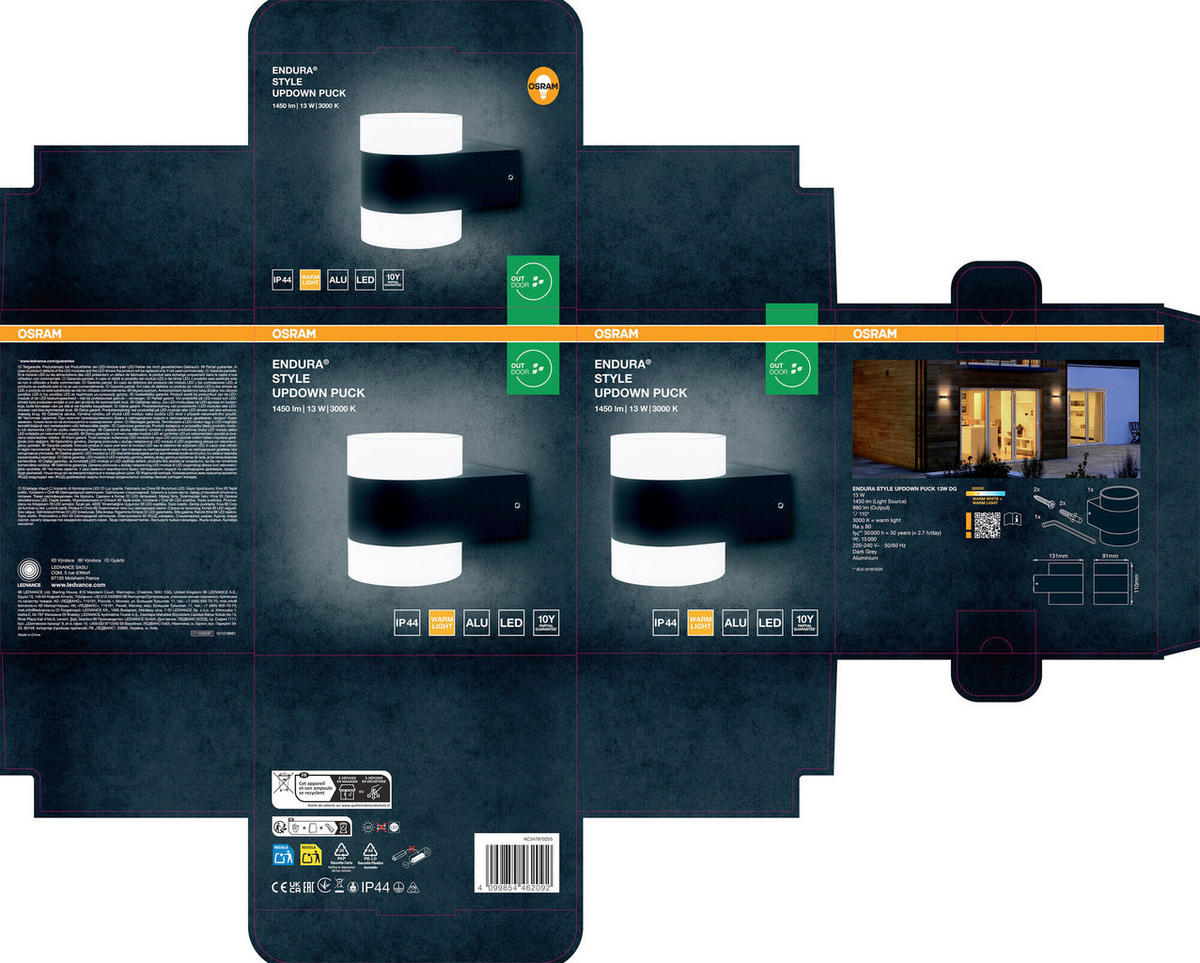 LED-AUßENLEUCHTE 13,1/9,1/11 cm   - Dunkelgrau, Basics, Kunststoff/Metall (13,1/9,1/11cm) - Osram