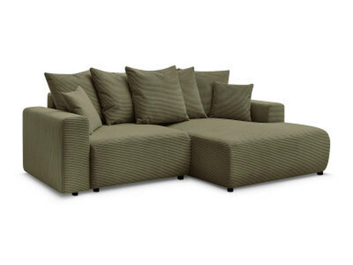 ECKSOFA Ottomane rechts  ATILLA Hellgrün Cord  - Schwarz/Hellgrün, MODERN, Kunststoff/Textil (244/149cm)