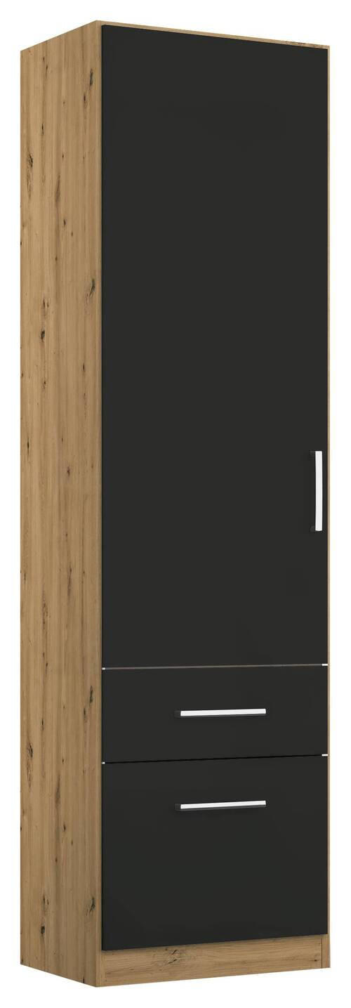 DREHTÜRENSCHRANK 47/197/54 cm 1-türig Grau, Eiche Artisan  - Chromfarben/Eiche Artisan, MODERN, Holzwerkstoff/Kunststoff (47/197/54cm) - Rauch Möbel