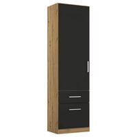 DREHTÜRENSCHRANK in Eiche Artisan, Grau  - Chromfarben/Eiche Artisan, Modern, Holzwerkstoff/Kunststoff (47/197/54cm) - Rauch Möbel