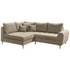 ECKSOFA Sandfarben Mikrovelours  - Sandfarben/Kieferfarben, KONVENTIONELL, Kunststoff/Textil (175/249cm) - MID.YOU