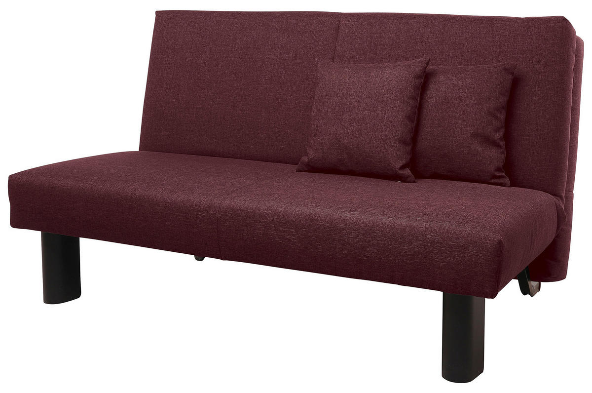 SCHLAFSOFA in Flachgewebe Dunkelrot  - Schwarz/Dunkelrot, Design, Textil/Metall (145/84/100cm) - Max Winzer