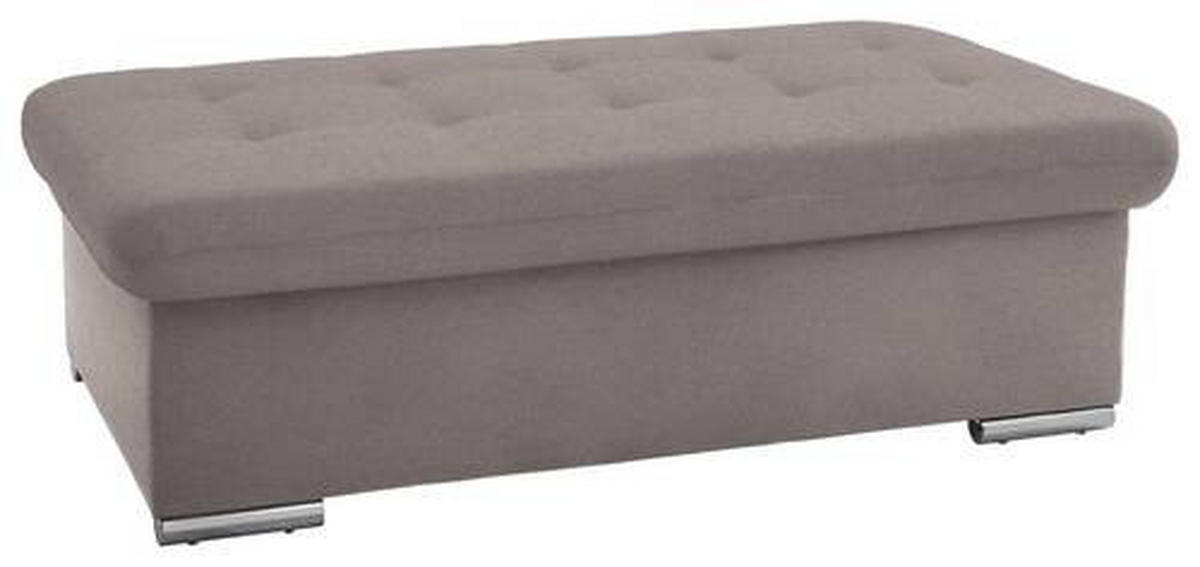 HOCKER in Textil Taupe  - Taupe/Silberfarben, Design, Textil/Metall (137/43/74cm) - Cantus