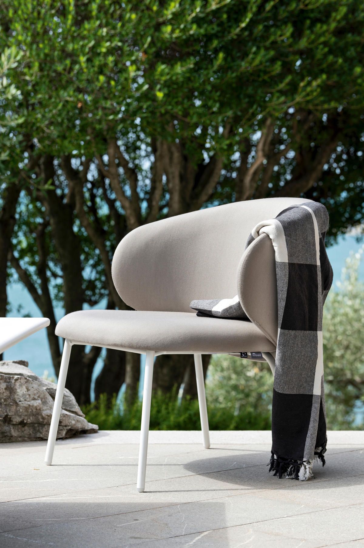 GARTENSESSEL Weiß, Sandfarben  - Sandfarben/Weiß, Basics, Textil/Metall (69/72/71cm) - Connubia 